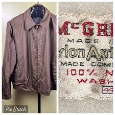 Vintage McGregor Nylon Jacket sz 44L 1960's Brown Talon Pull