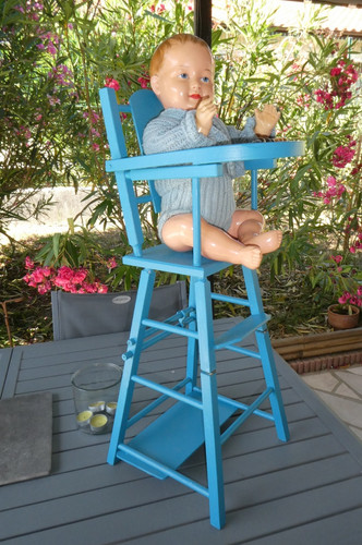 Chaise haute bebe bois - haute, en