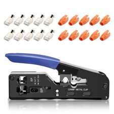 Kit de pince à sertir RJ45 avec 10 fiches LAN Cat 7 Cat6A - Kit d'outils de r...