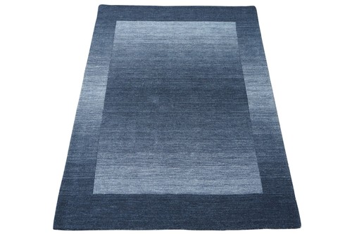 Tapis 100 laine bleu - tapis, gris