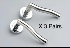 Paire de poignées de porte X 3 leviers en spirale sur rose - acier...