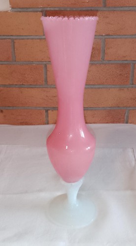 Vase opaline rose pied - vase,