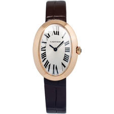 Cartier Baignoire 3064 W8000007 2017 Paper 18k RG Silver Dial Quartz Watch 24mm