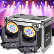 2PCS DMX 19x15W RGBW LED Wash Zoom Moving Head Beam Light DJ Party Stage Light