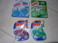 4 produits pour toilettes 2 Harpic et 2 Bref WC de Luxe