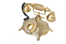 Téléphone à cadran rotatif style victorien en laiton massif fonctionnel franç...