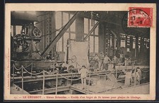 Old postcard Le Creusot, Schneider factories, casting of a 50 ton ingot for plate d 
