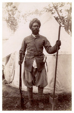 India, man and sen shotgun, vintage print, ca.1900 India, man and sen f