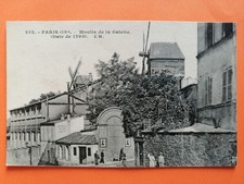 Old postcard Paris Butte MONTMARTRE MOULIN de la GALETTE CABARET Le Blute-Fin et le Radet