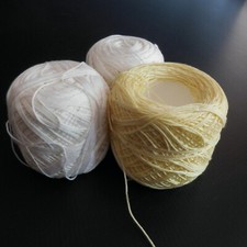3 Spools Yarn Crochet Knitting Sewing Ray White Yellow PHILDAR Camargue N5476