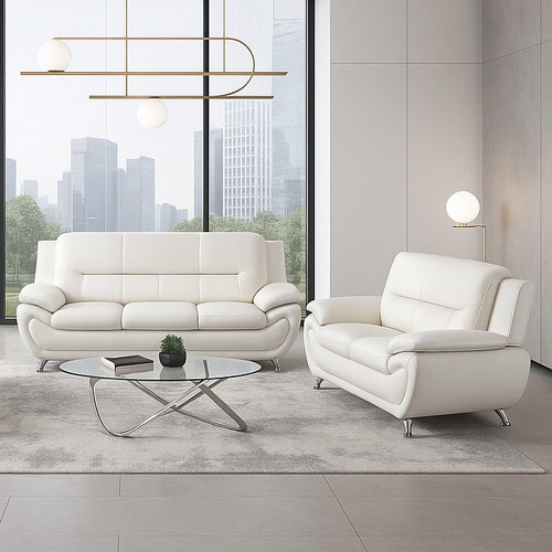 New white leather gel 2pc - new,
