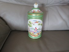 old Paris porcelain pharmacy jar with bird decor handmade decor