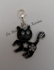 CHARM BRELOQUE CHAT NOIR METAL