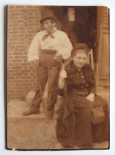 Couple costume? transvestites? - Old sepia snapshot photo