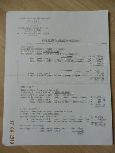 Catalogue tarif saab 96 - catalogue,
