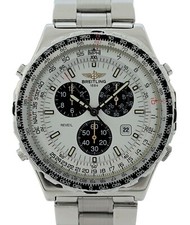 Breitling 42mm Men's Navitimer Jupiter Pilot Reveil White Dial Watch- A59028!