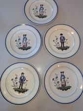 Porcelaine Opaque De Gien 4030 France Dessert Plates Set Of 5 Vintage Handpaint