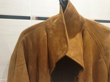 veste 3/4 en daim fourrée femme taille XL couleur tabac très belle qualité franç