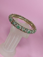 Bracelet Mongole Ancien En Or 9 Carats Émeraude Et Perles Fines