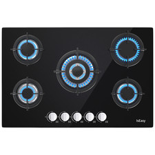 Plaque de Cuisson à Gaz 5 Brûleurs Cuisinière Encastrable Naturel/Propane/Butane