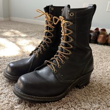 Vintage Wesco Boots Black Leather Square Toe Mens Size 9.5 D Highliner? Lineman?