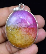 112.25 CT Arc-en-Ciel Solaire Quartz 925 Pendentif Argent Massif Bijoux Certifié