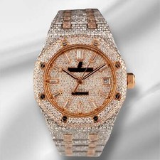 Audemars Piguet Royal Oak 37mm or Rose / Acier Montre Glacé 20ct Diamants