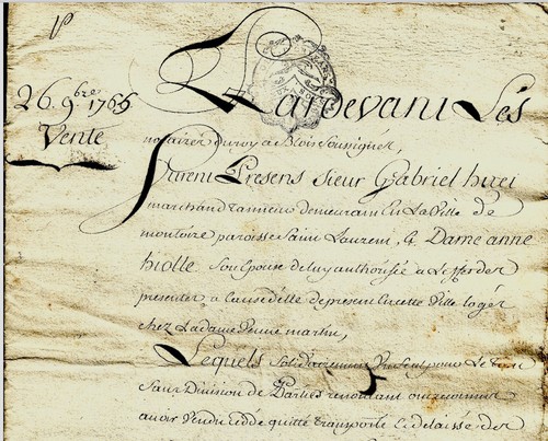 1765 vente une maison - d'une, à