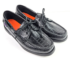 NEW Sebago Docksides 10.5 Portland Exotic Croc Black Soft Leather Boat Shoes