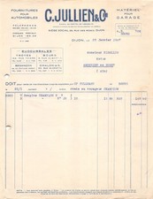 1937 FOURNITURES POUR AUTOMOBILES MATERIEL POUR GARAGE C JULLIEN A DIJON -