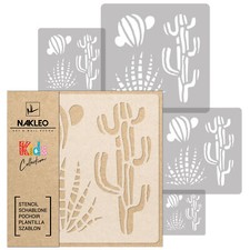 5x pochoirs réutilisables en plastique // 34x34cm à 9x9cm // CACTUS - OPUNTIA