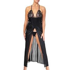 Longue Nuisette Fendue Sexy Lingerie Satin Femme Neuf  Made in EU S M L XL XXL