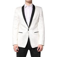 DOLCE & GABBANA Blazer Costume Blanc Noir À Un Bouton IT48/US38/M 2780usd