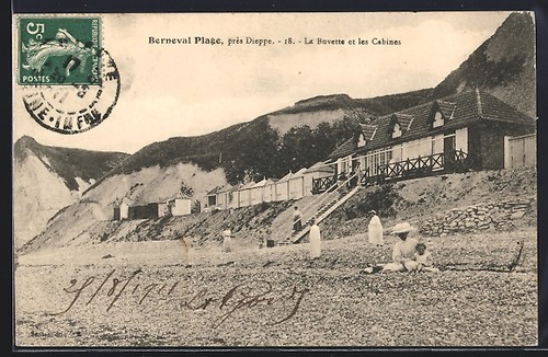 Cpa berneval plage buvette - plage,, la