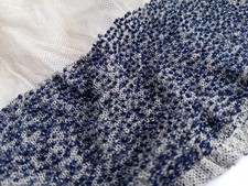 Blue Beaded Embroidered Tulle Skirt Shaped 1.34 M X 16 Cms