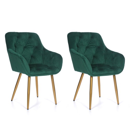 Velours vert dîner - 2, chaises