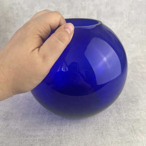 Vase verre boule bleu - verre,