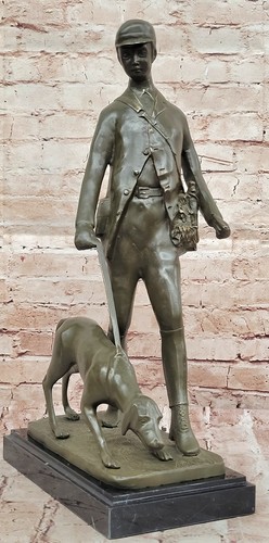 Bronze chasse homme chien - homme,