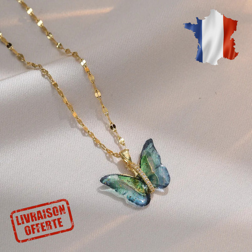 Collier pendentif papillon - collier,