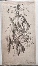 Engraving: Hunting Wolf Peacock Poultry C. Huet Engraved by Guelard