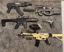 2 Airsoft- AK74U & P90 + 2 Pellet- M4 & Glock + 1 Paintball- M4