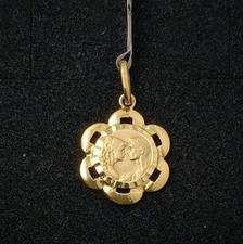 Pendentif Or 18K 750 Mls. Médaille D'Amour Fleur. 17,6 MM.