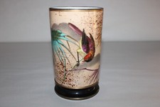 Antique Creil and Montereau earthenware roll vase, bird decor, height 13.7 cm