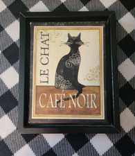 Le Chat Canvas Wall Art, Home Cat Decor Framed