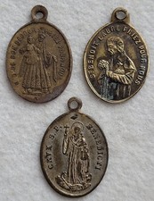 Nice Lot of 3 Antique Brass Religious Medals to Classify