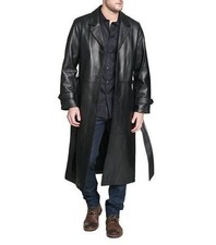 Manteau Trench Long Noir Pour Hommes Élégant Mode Hiver Imperméable Style