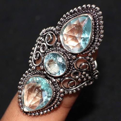 Bague plaqué argent blue - bague,