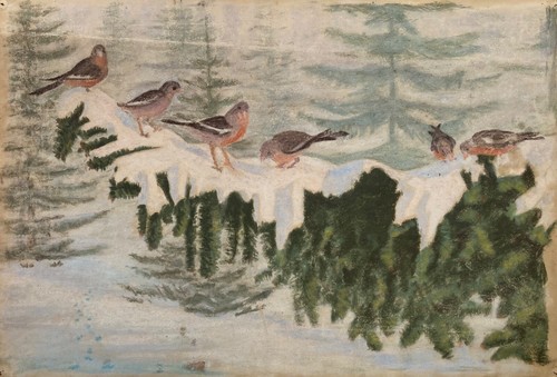 Pinson pastel sur une branche - pinson,
