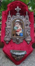 19th century BRONZE gold & silver porcelain medallion MADONNA CHAIR 