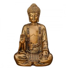 Statuette Bouddha or assis finition dorée patinée 